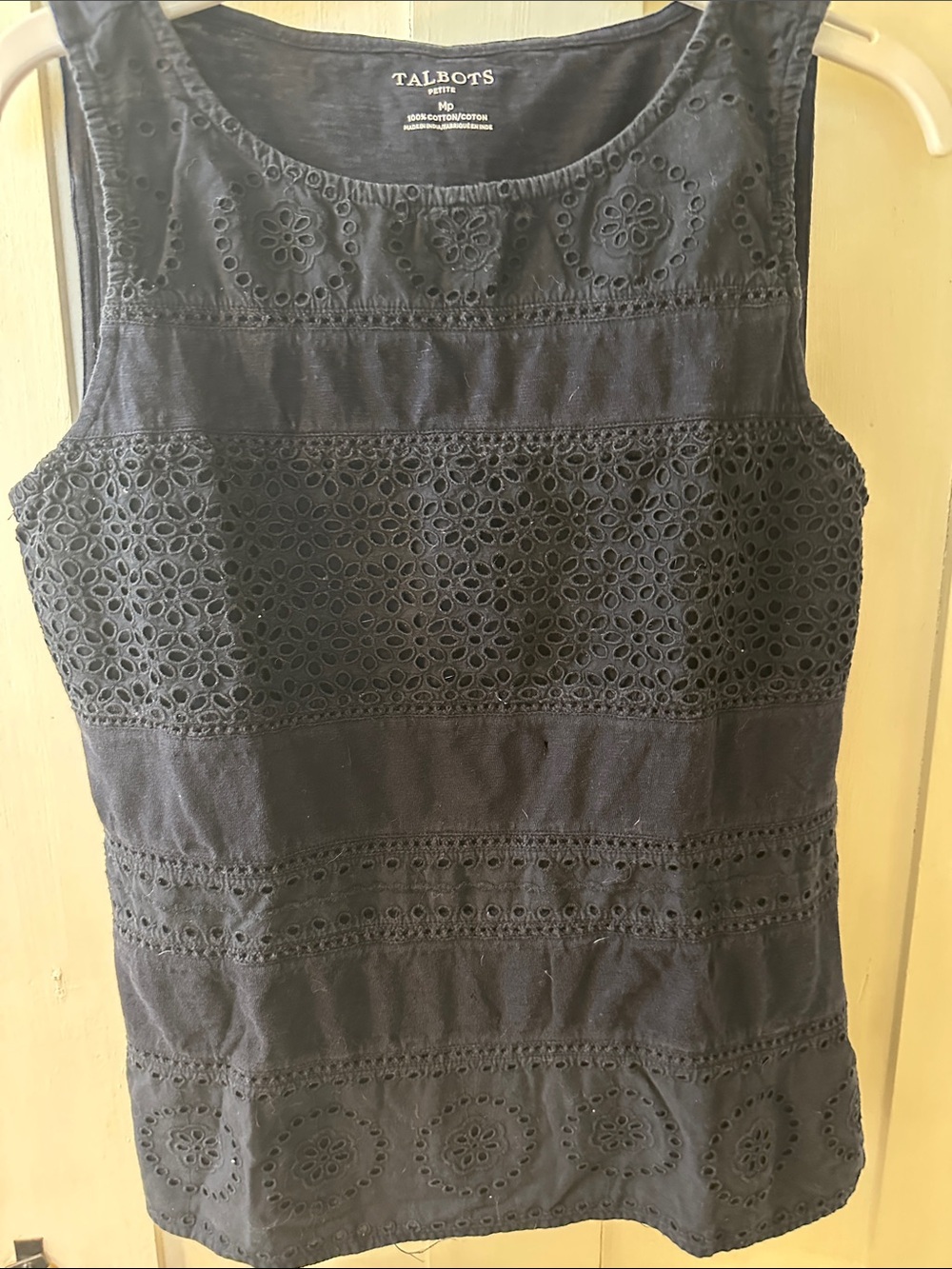 Talbots navy eyelet sleeveless top